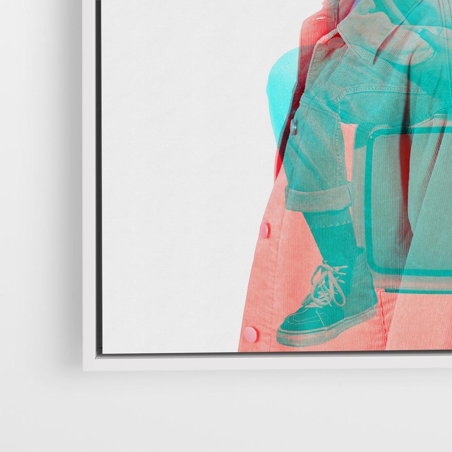 Obraz w ramie 50x50 - Rytmy Wspomnień - kolaż zdjęć, kobieta - rama biała