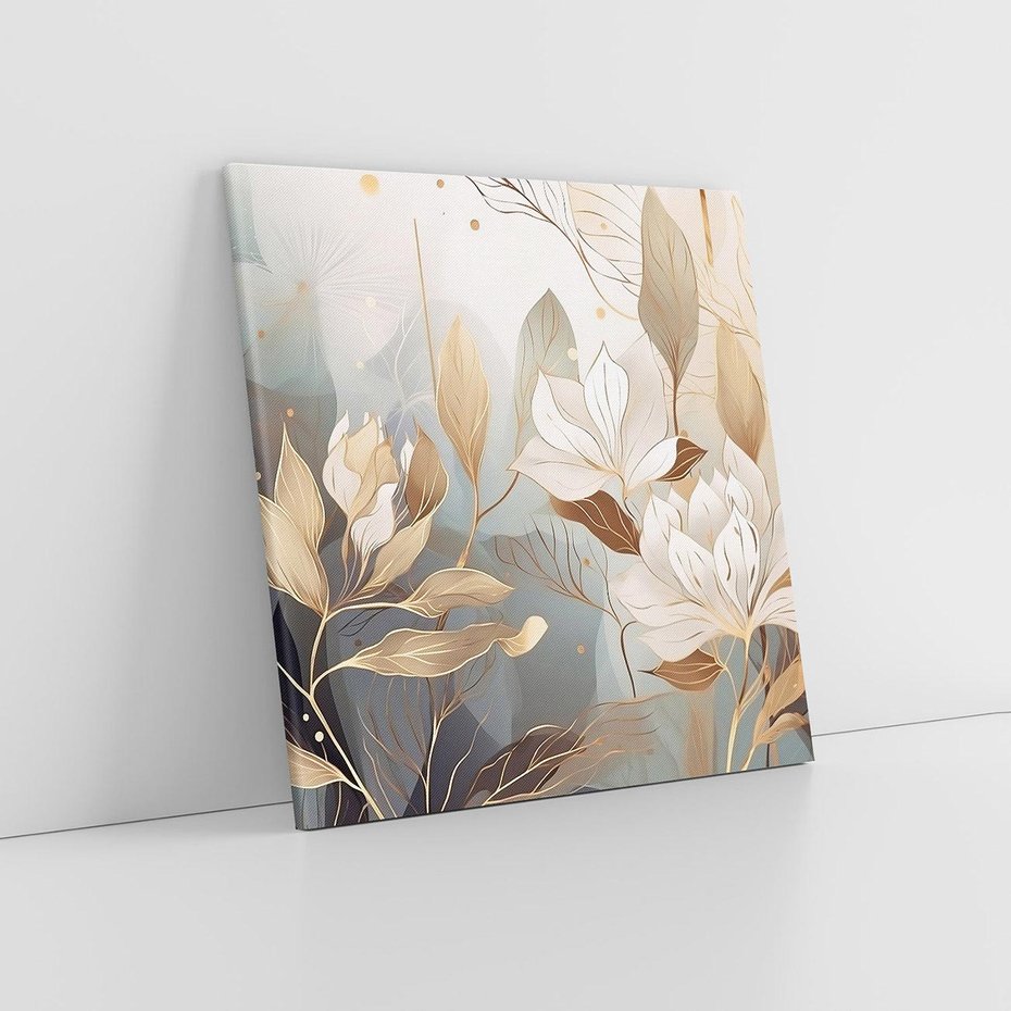 Obraz na płótnie 30x30 - Ekspresjonistyczny deszcz uczuć - grafika, złote kwiaty