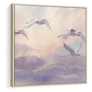 Obraz w ramie 50x50 - Ruchoma cisza widzenia - akwarela, subtelene - rama drewno