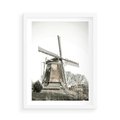 Plakat w ramie 50x70 - Wiejska Idylla z Młynem - wiatrak, młyn - rama biała