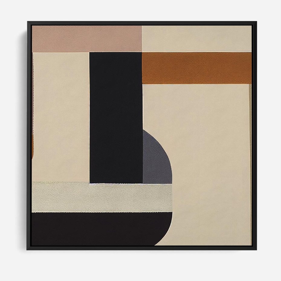 Obraz w ramie 50x50 - Nowoczesne Brązy - geometryszne pasy, nowoczesny styl - rama czarna
