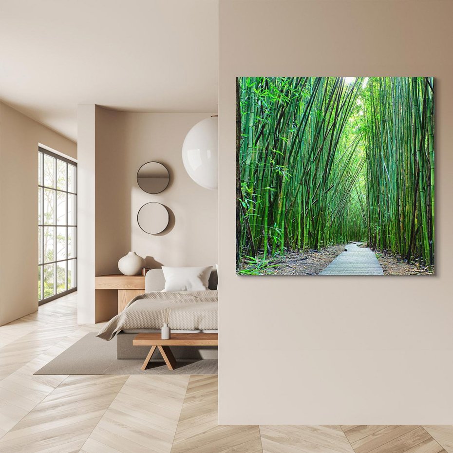 Obraz na płótnie 40x40 - Spacer wśród lasu - ścieżka, las