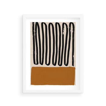 Plakat w ramie 50x70 - Boho Impulsy Kreatywności - abstrakcyjny plakat, brąz - rama biała