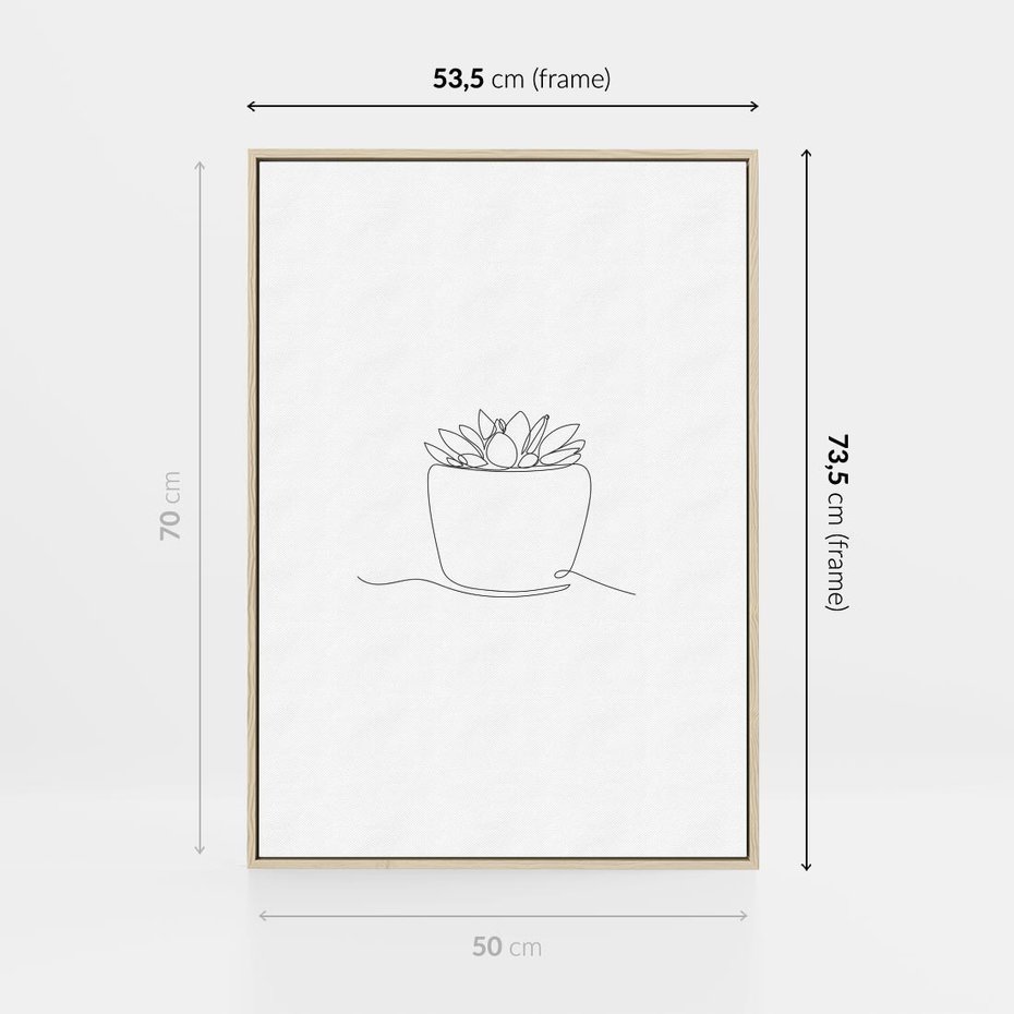 Obraz w ramie 50x70 - Rozkwitające Echa - szkic, minimalizm - rama drewno
