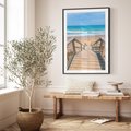 Plakat w ramie 30x40 - Pomost ku Morzu - pomost na plaży, morze - rama czarna