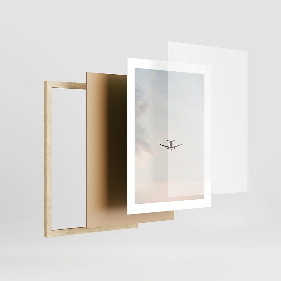 Plakat w ramie 30x40 - W Powietrzu: Samolot na Niebie - samolot w przestworzach, samolot na niebie - rama drewno