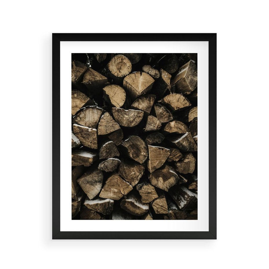 Plakat w ramie 40x50 - Piękno Prostej Formy - drewno, kłody - rama czarna