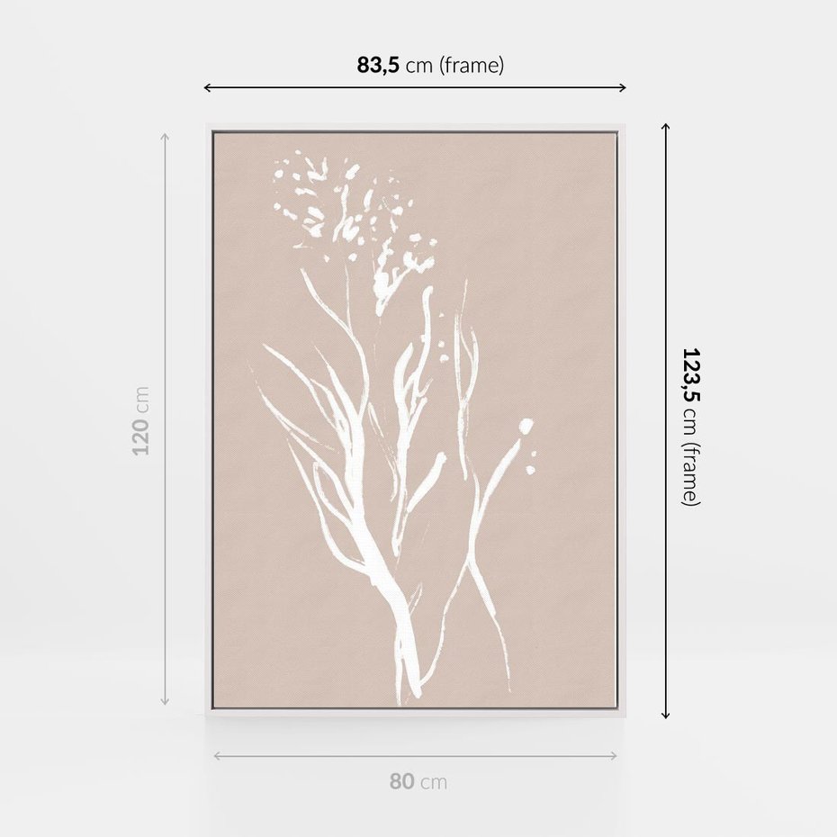 Obraz w ramie 80x120 - Impresje Pastelowych Nastrojów - minimalistyczny delikatny obraz, beżowe odcienie - rama biała