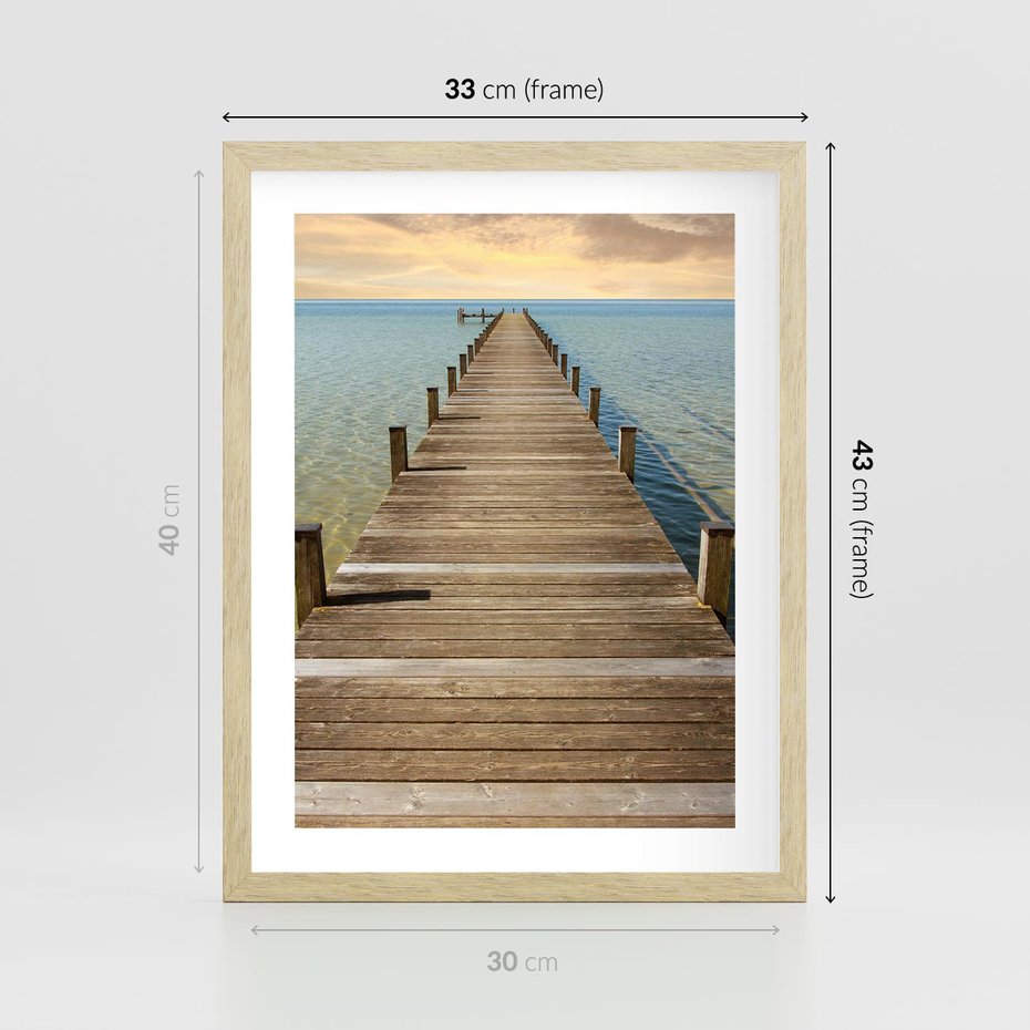 Plakat w ramie 30x40 - Pomost ku morzu - pomost, morze - rama drewno