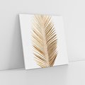Obraz na płótnie 70x70 - Złoty blask palmowego liścia - złota, palma