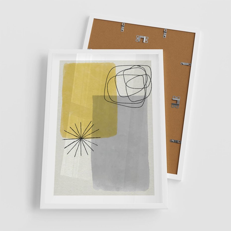 Plakat w ramie 50x70 - Rozbijające Granice Akwarel - abstrakcja, akwarelowe plamy - rama biała