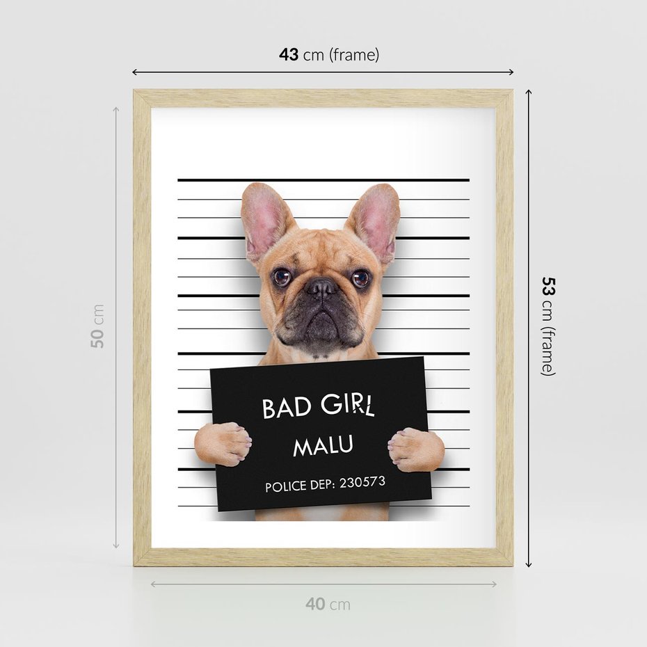 Plakat w ramie 40x50 - przyjaciel na zawsze - pies, piesek - rama drewno