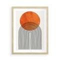 Plakat w ramie 50x70 - Abstrakcyjne Pulsacje - koło, boho styl - rama drewno