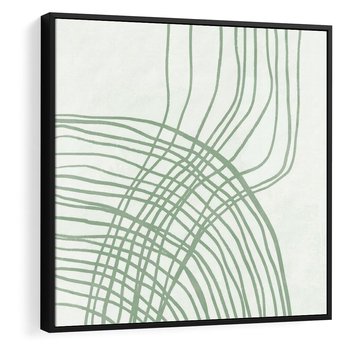 Obraz w ramie 50x50 - Migotliwa Spokojna Zieleń - zielony plakat, abstrakcyjne splątane linie - rama czarna