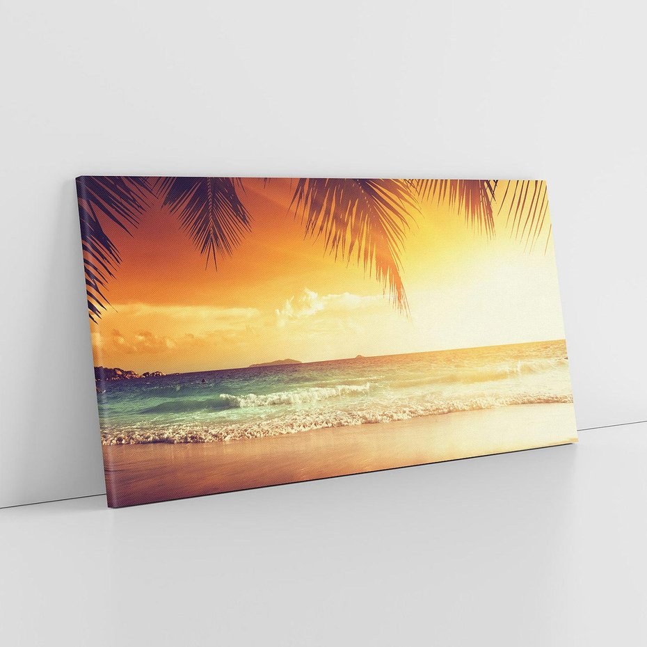 Obraz na płótnie 140x70 - Magia zachodu słońca na Karaibach - Karaiby, zachód