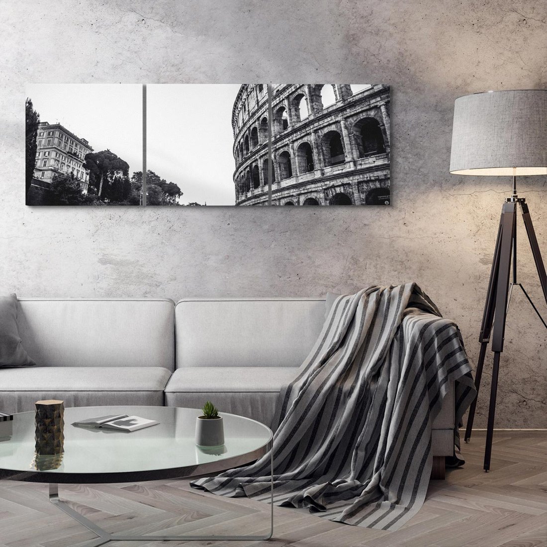 Obraz na płótnie 150x50 - Echa Historii - czarno biała fotografia, koloseum