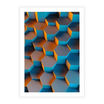 Plakat bez ramy 50x70 - Trójwymiarowa Gra - geometryczna, 3D