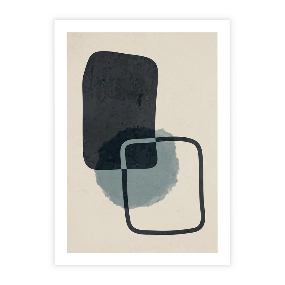 Plakat bez ramy 50x70 - Migotliwe Refleksje - abstrakcyjne nieregularne kształty, minimalistyczny plakat