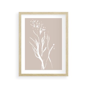 Plakat w ramie 30x40 - Impresje Pastelowych Nastrojów - minimalistyczny delikatny obraz, beżowe odcienie - rama drewno