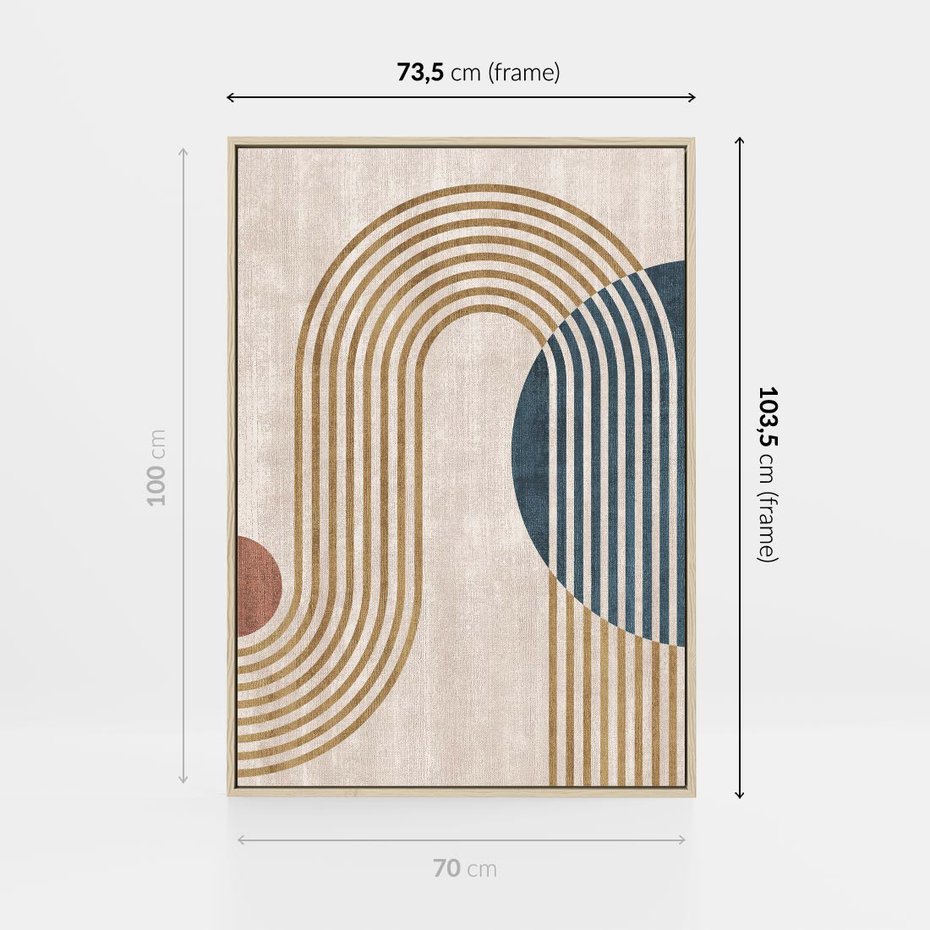 Obraz w ramie 70x100 - Melodia ukrytych snów - retro grafika, styl mid-century - rama drewno