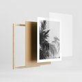 Plakat w ramie 30x40 - Palmy w Monochromii - palmy, tropikalne palmy - rama drewno