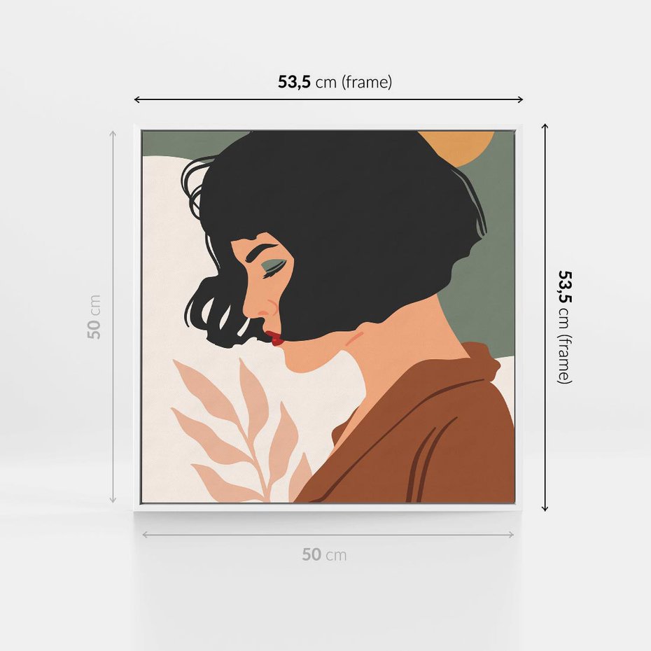Obraz w ramie 50x50 - Kobieca Pasja - nowoczesny plakat, styl retro - rama biała
