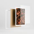 Plakat w ramie 50x70 - Jesienny Splot: Pomarańczowe Liście - liście, pomarańczowe suche liście - rama biała