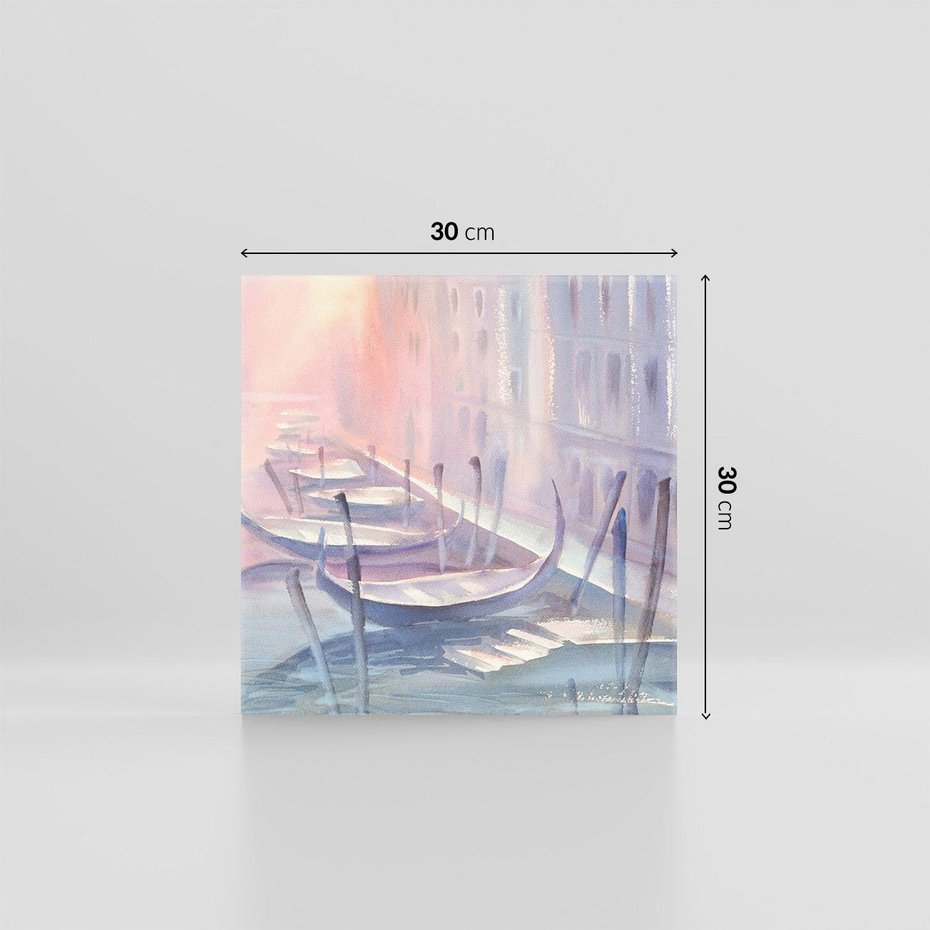 Obraz na płótnie 30x30 - Romantyczne Zachody - akwarelowy rysunek, stonowane pastelowe kolory