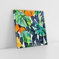 Obraz na płótnie 40x40 - Tropikalne Pragnienia - akwarela, liście tropikalne