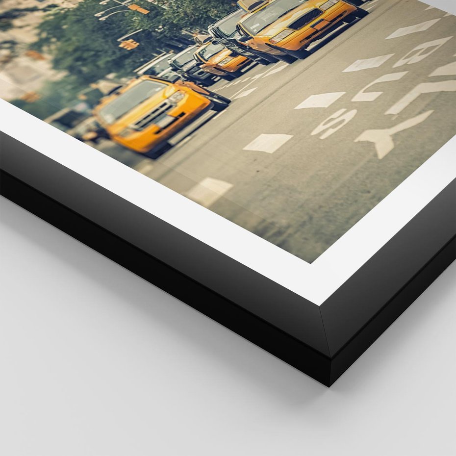 Plakat w ramie 50x70 - Miasto Taksówek - taksówki, miasto - rama czarna