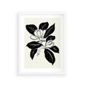 Plakat w ramie 30x40 - Spojrzenie w kształty kwiatów - kwiaty magnolii, minimalizm - rama biała