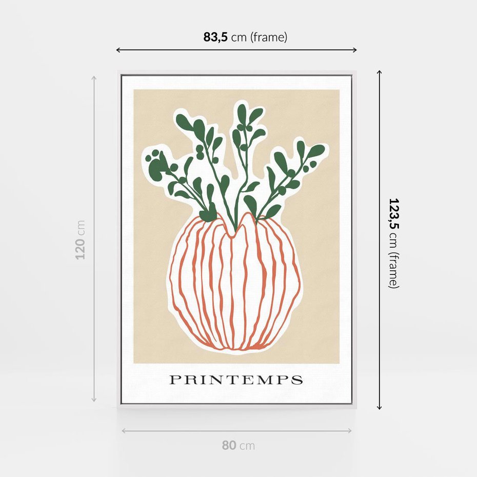 Obraz w ramie 80x120 - Boho Refleksje Natury - gałązki w wazonie, typografia - rama biała