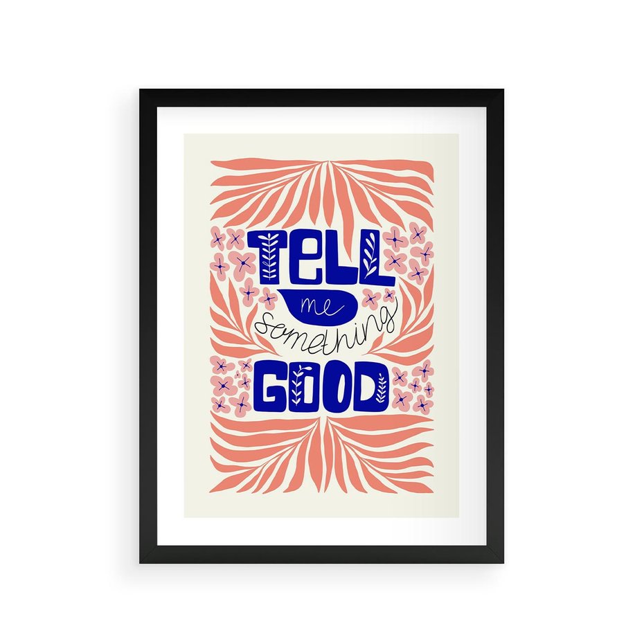 Plakat w ramie 30x40 - Bezgraniczne Formy - nowoczesna typografia, liście - rama czarna