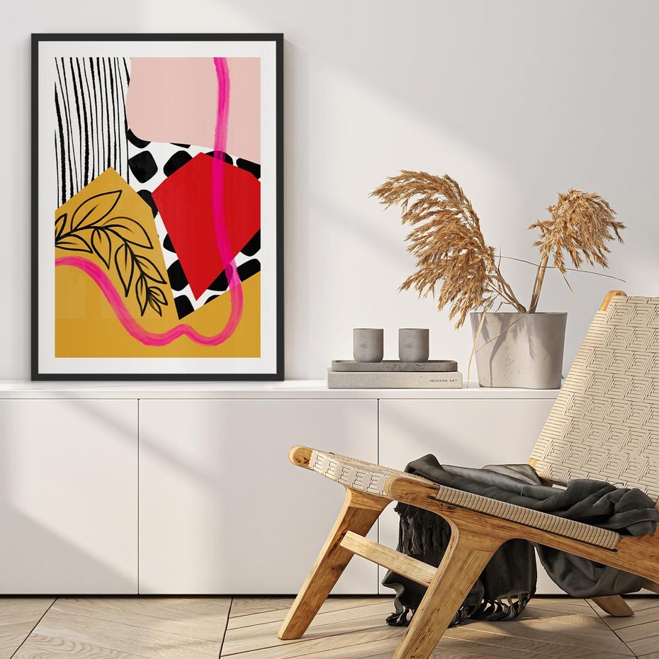 Plakat bez ramy 50x70 - Wnętrza Form - abstrakcyjna kompozycja, różne tekstury