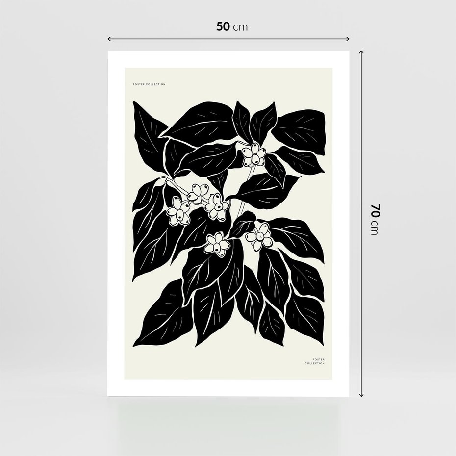 Plakat bez ramy 50x70 - Ruchome szkicowe odbicia - czarno biała grafika, roślinność