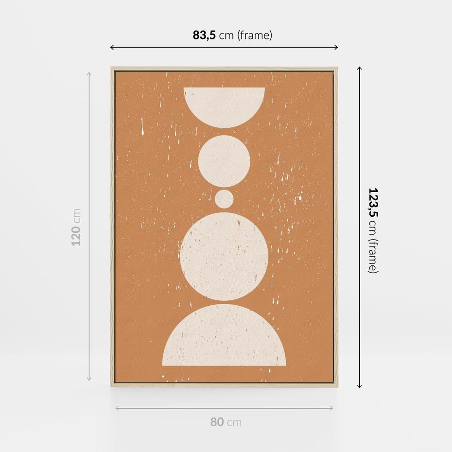 Obraz w ramie 80x120 - Podróżne Echa - mid century styl, nowoczesna grafika - rama drewno