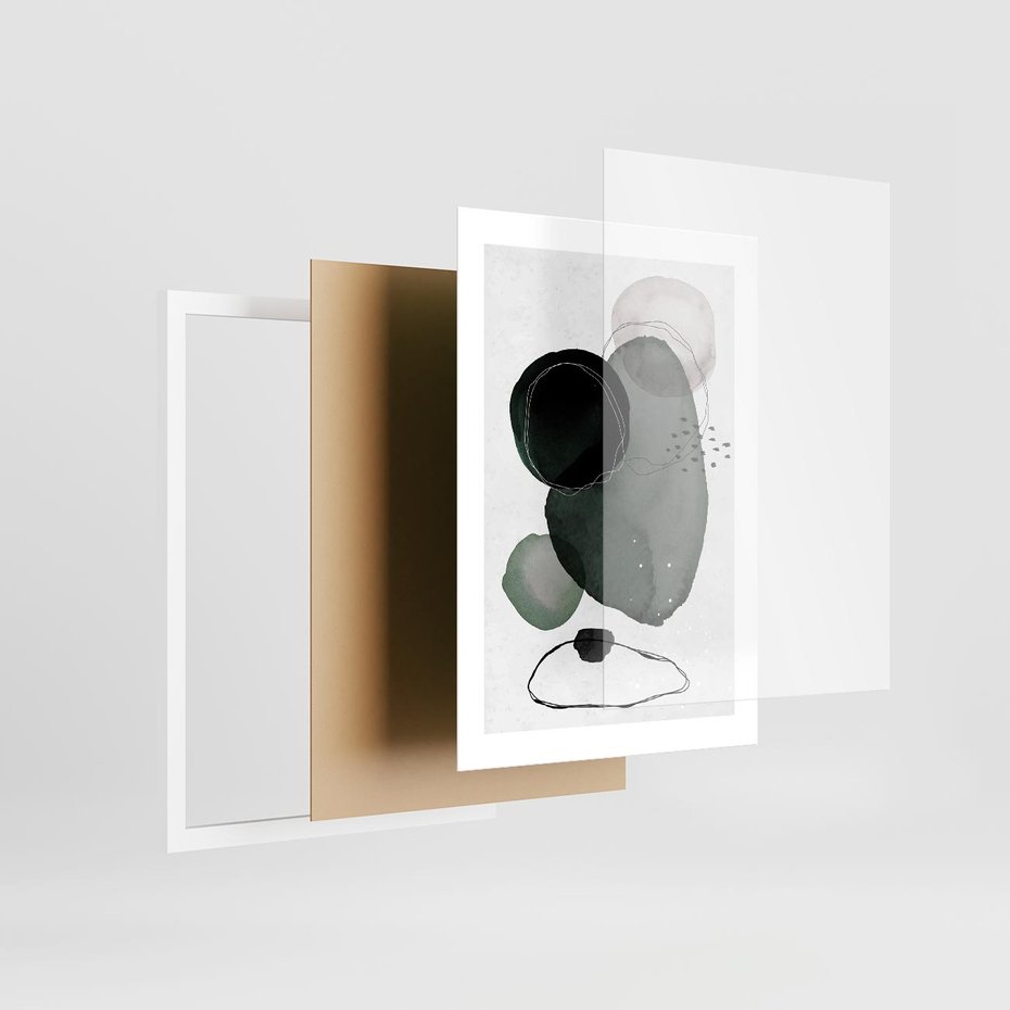 Plakat w ramie 30x40 - Abstrakcyjne Plamy w Akwareli - abstrakcyjne akwarelowe plamy - rama biała