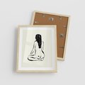 Plakat w ramie 40x50 - Minimalistyczna Piękność: Kobieta w Sztuce - grafika minimalizm, rysunek kobiety - rama drewno