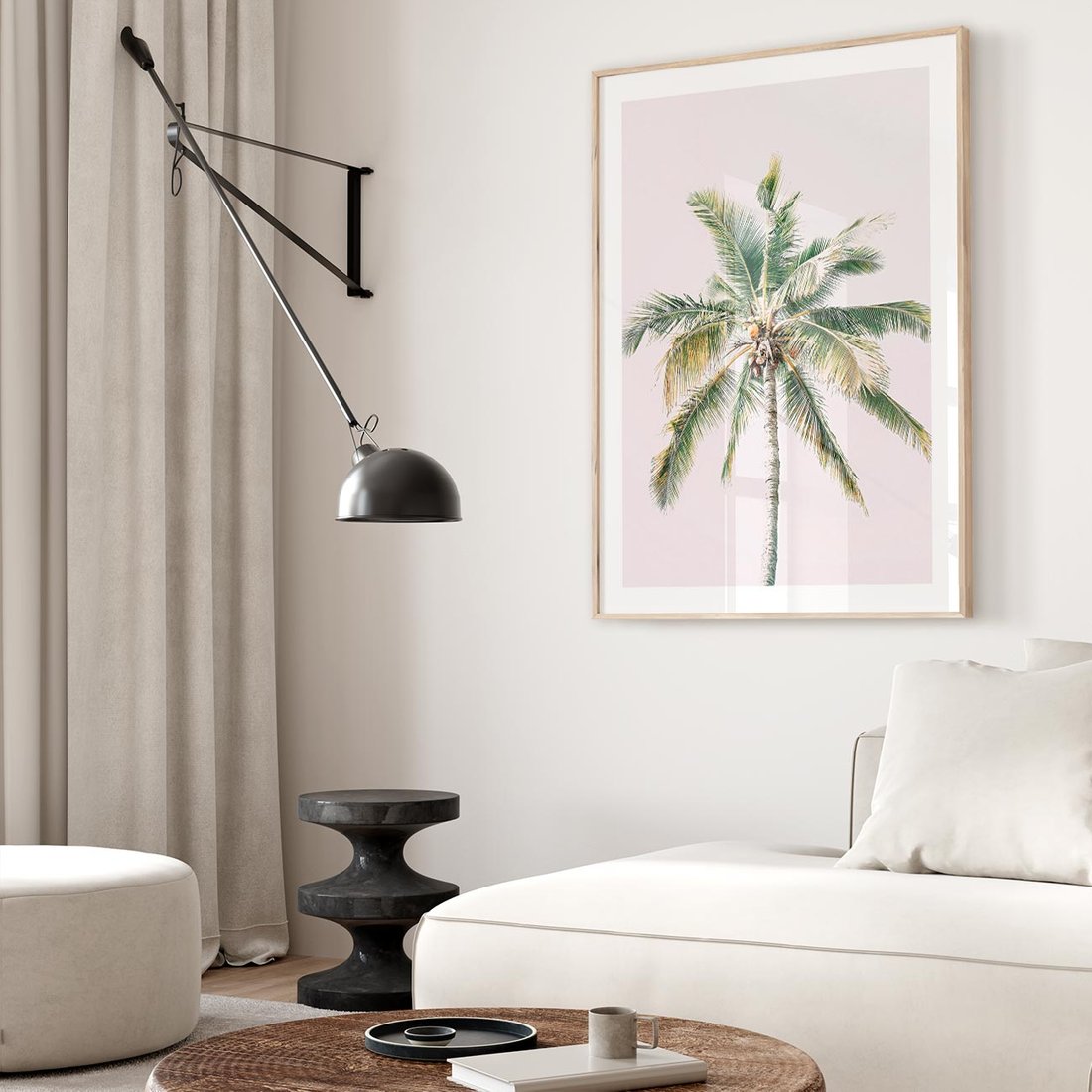 Plakat w ramie 50x70 - Błogość Tropików - palma, tropiki - rama drewno