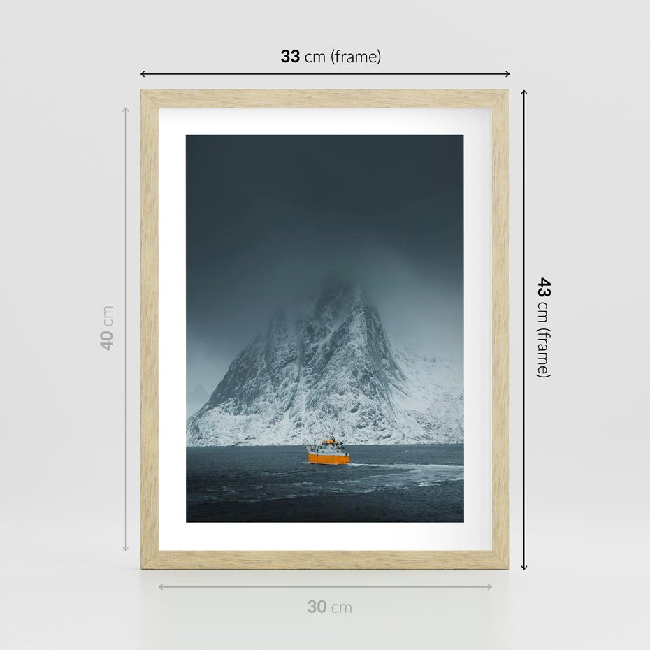Plakat w ramie 30x40 - Skandynawski pejzaż - skadynawski, pejzaż - rama drewno
