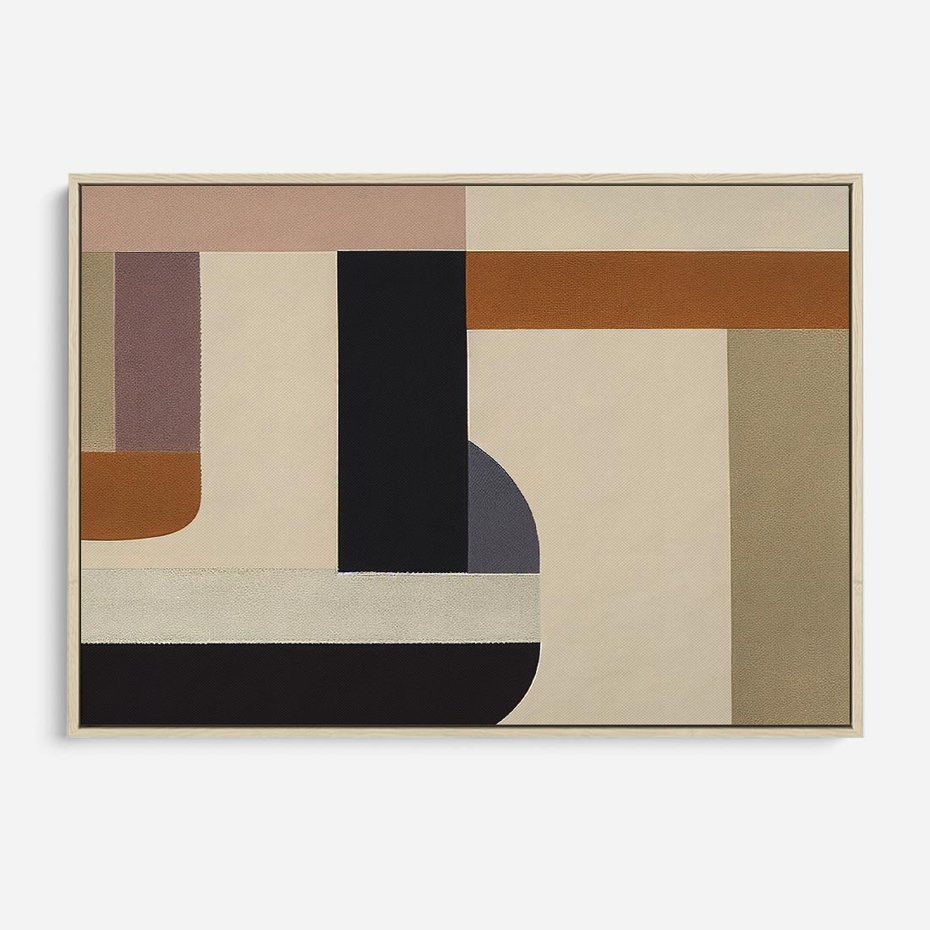 Obraz w ramie 70x50 - Nowoczesne Brązy - geometryszne pasy, nowoczesny styl - rama drewno