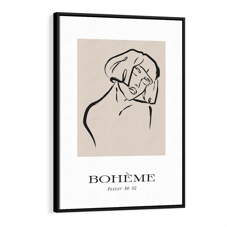Obraz w ramie 70x100 - Echa Nieznanych Konturów - boho plakat, typografia - rama czarna