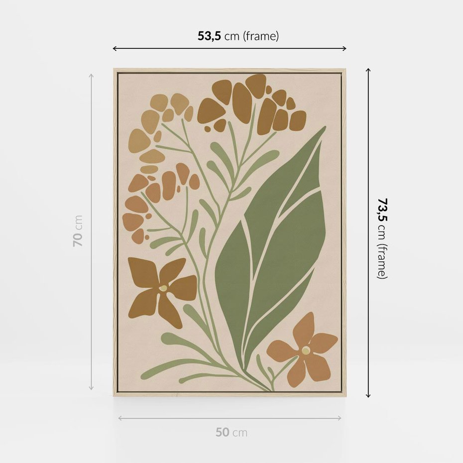 Obraz w ramie 50x70 - Subtelność Utajona - nowoczesny plakat, roślinność - rama drewno
