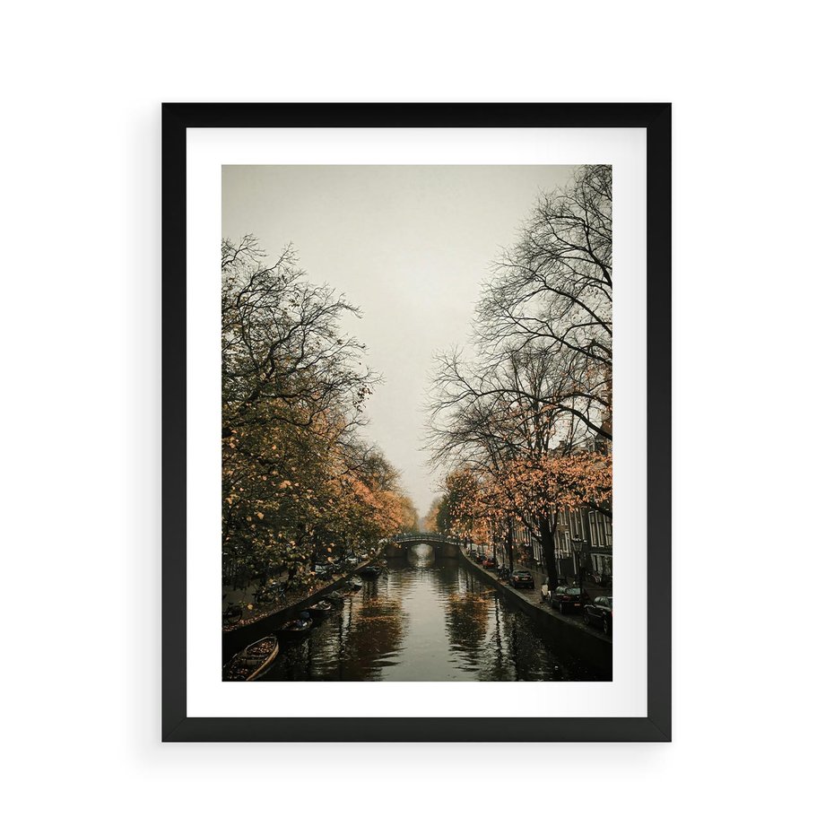 Plakat w ramie 40x50 - Jesienne Spacerki po Holenderskich Kanałach - kanały, Holandia - rama czarna