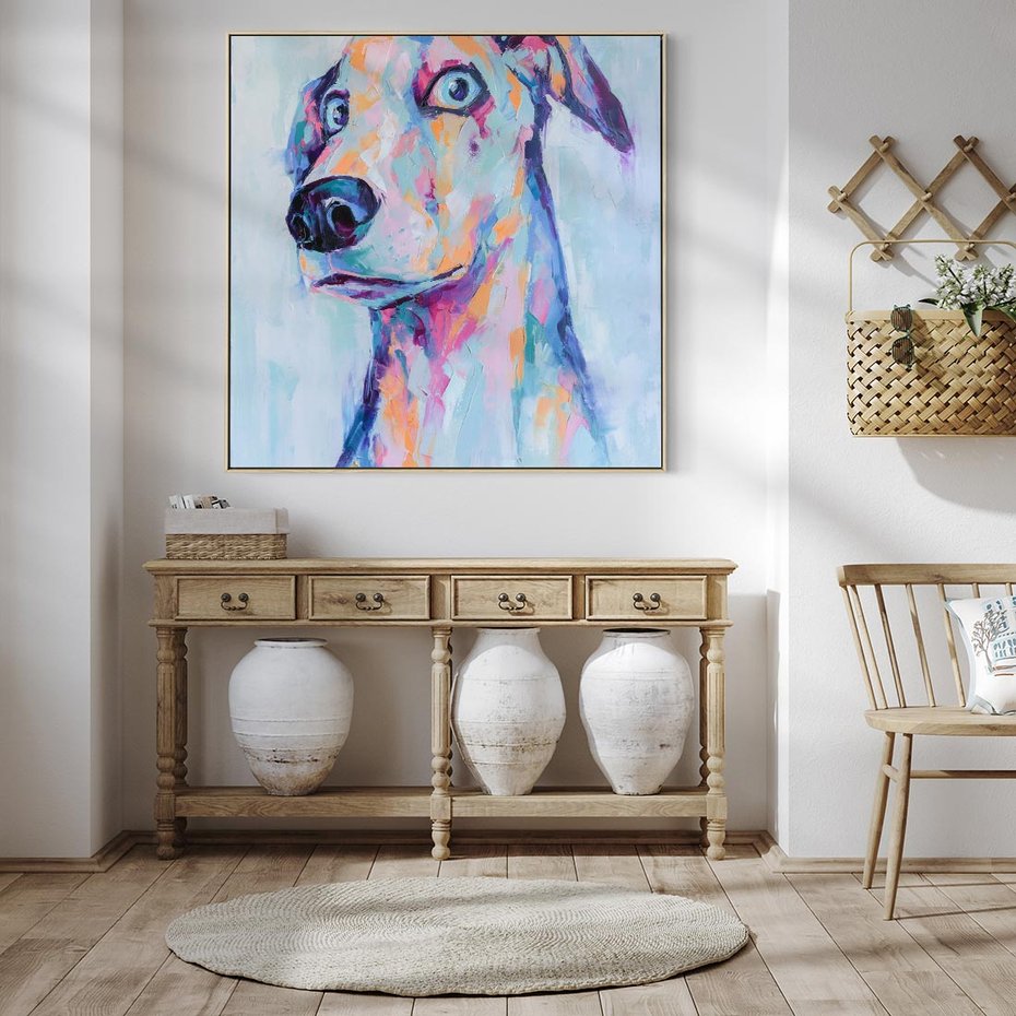 Obraz w ramie 80x80 - Cześć! Jak się Masz? - obraz olejny, zabawna sztuka - rama drewno