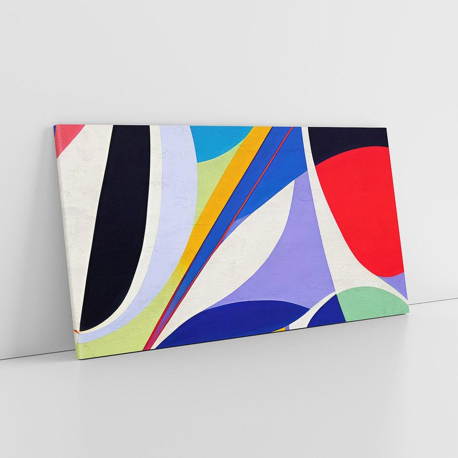 Obraz na płótnie 140x70 - Kolorowe Przesunięcia Kształtów - abstrakcyjny obraz olejny, żywe kolory