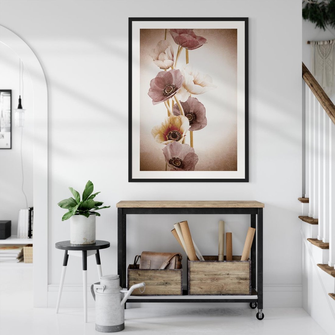 Plakat w ramie 50x70 - Eksplozja kolorów - akwarela, maki - rama czarna