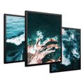 Zestaw obrazy w ramie 30x40 galeria - Morze, ocean, fale, woda - rama czarna