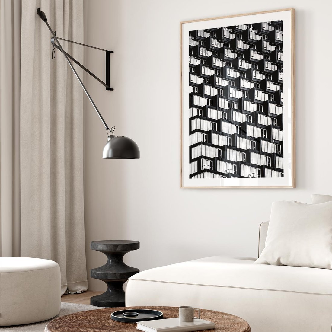 Plakat w ramie 50x70 - Elegancja Wysokości - architektura, wieżowiec - rama drewno