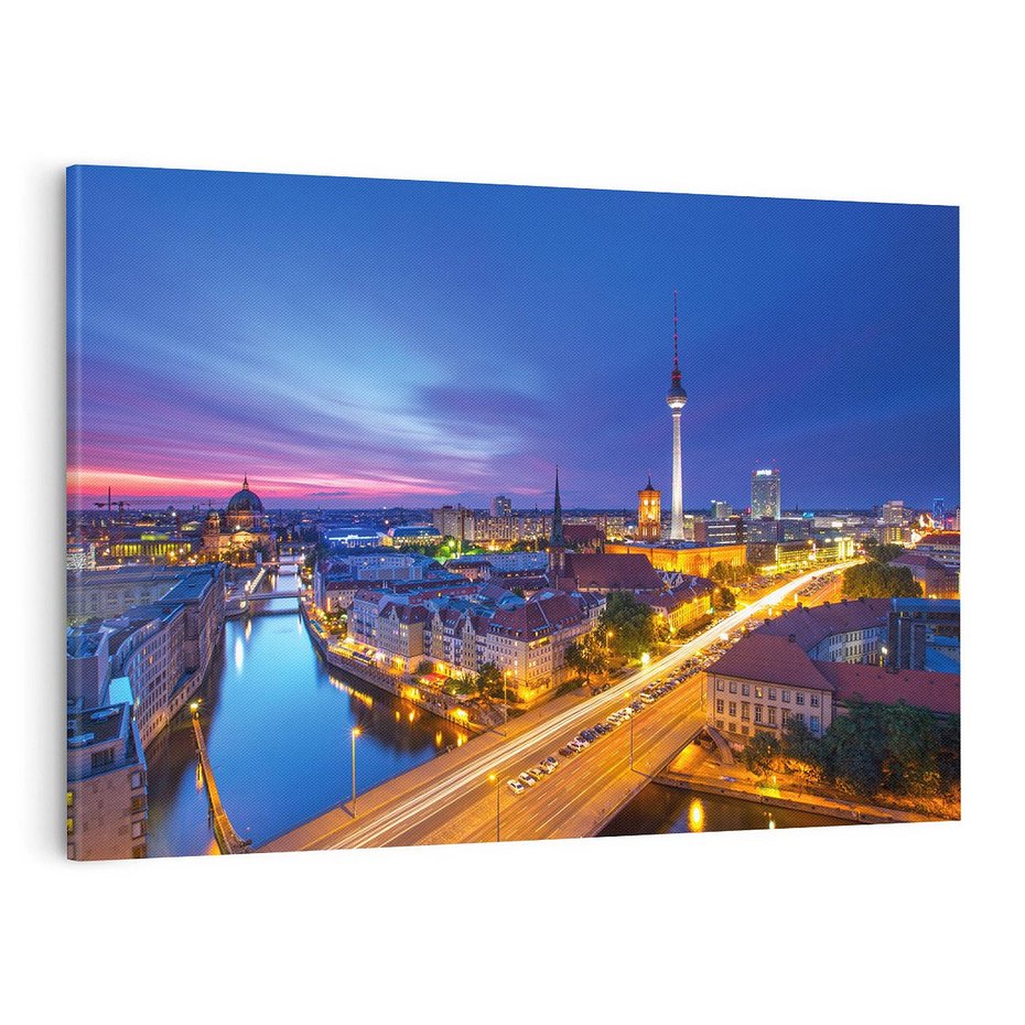 Obraz na płótnie 70x50 - Miasto nocą - tajemnicza atmosfera - Miasto, noc